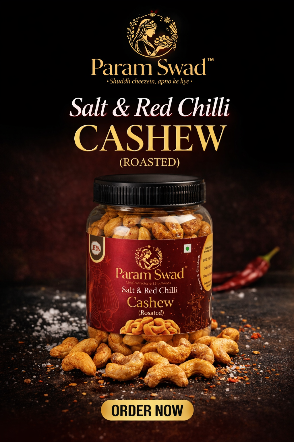 Salt & Red Chilli Cashew (Roasted)